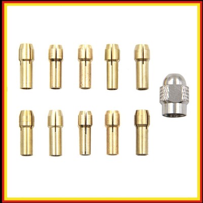 10pcs 0.5-3.2mm Brass Mini Drill Chucks Collet with Nut Kits Replacement Parts