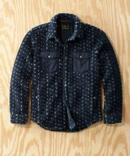 L.L.Bean x Todd Snyder Hi-Pile Sherpa Snap-Front Shirt Jacket Birdseye Navy NWT