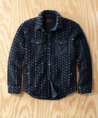 L.L.Bean x Todd Snyder Hi-Pile Sherpa Snap-Front Shirt Jacket Birdseye Navy NWT