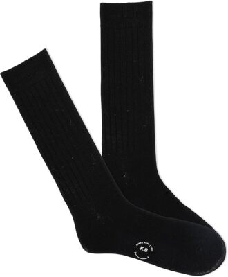 K. Bell Men's Wool Ribbed Crew Socks 1 Pair, Black, Men's 10-13