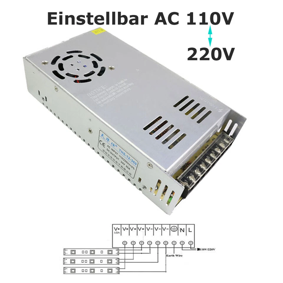 F80C AC /DC Einbaunetzteil Schaltnetzteil Netzteil 230V auf 12V 40A 480W - Bild 4 von 4
