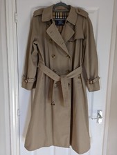 Burberry Vintage House Check Haymarket Cotton Blend Trench Coat Uk 16 / 18