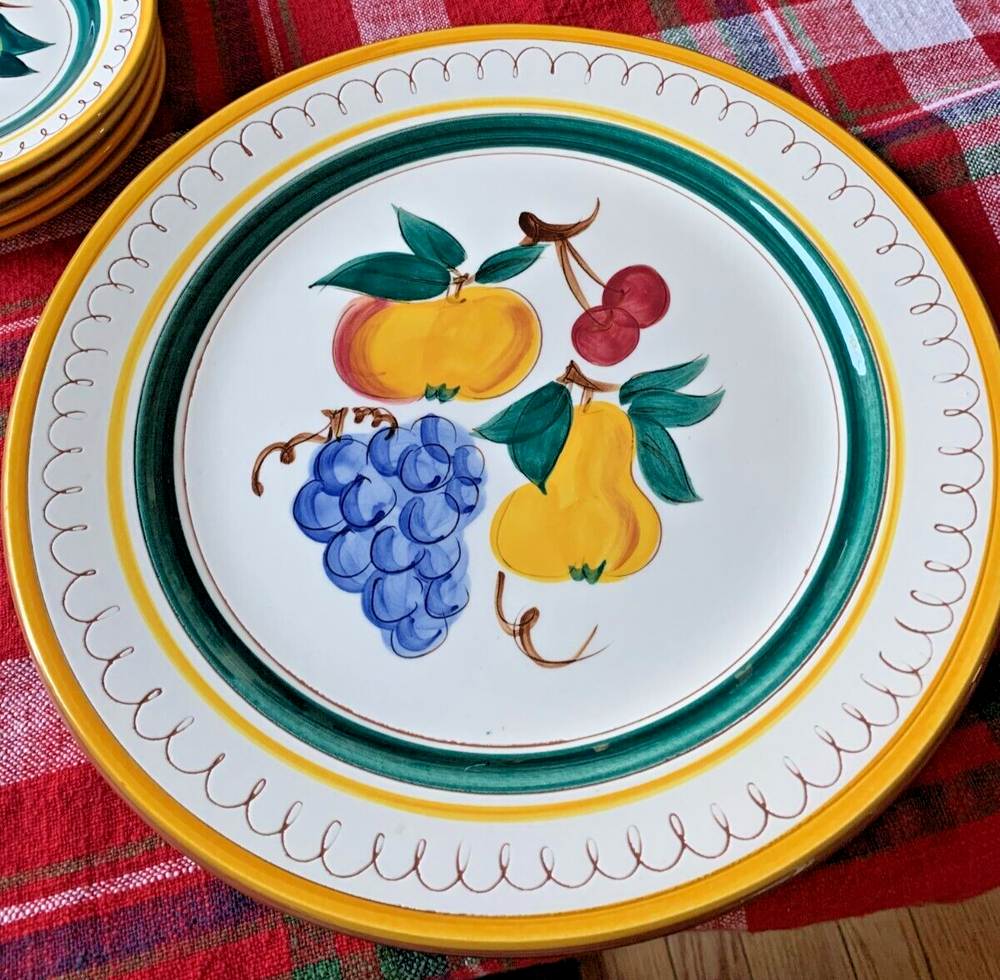 Vintage Stangl Handpainted 12 Inch Sculptured Fruit Chop Plate Round Platter Made in USA