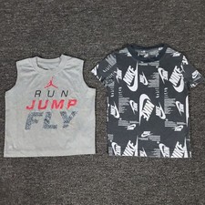 Nike  Air Jordan Shirt Lot Boys 4 Gray Tank Top  Black Allover Print Crew Tee