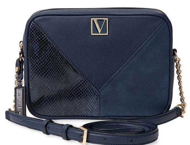 Victorias Secret Limited Edition Top Zip CrossBody Shoulder Bag ~ Dark Blue  NWT