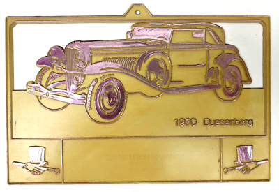 Vintage Advertising Calendar Topper 1960s with 1930 Dussenberg Antique Car 7x9