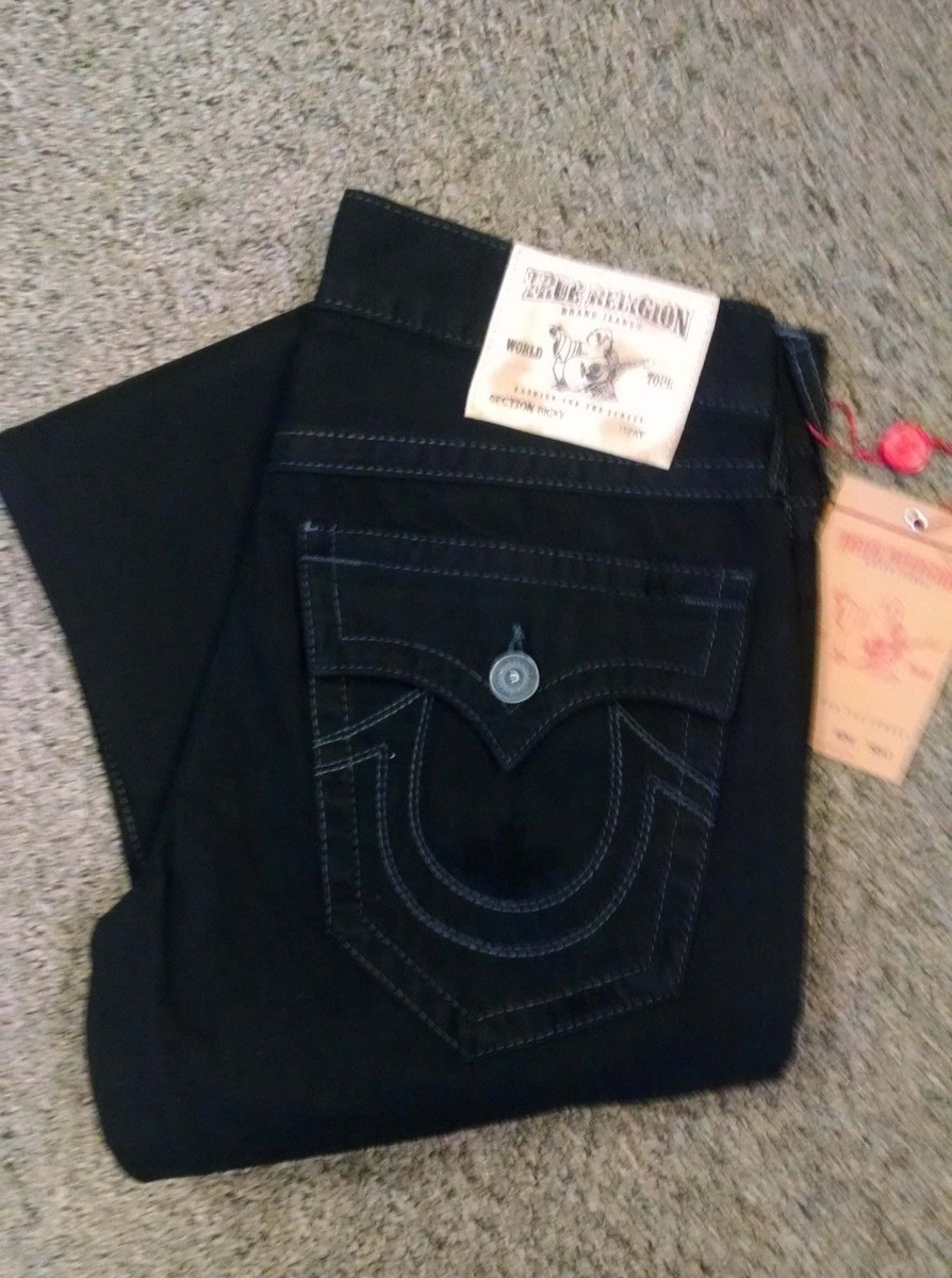 True Religion Jeans Men's Ricky Straight Black QT Lava Coast