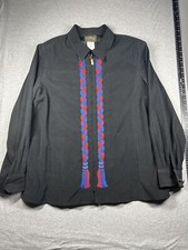 Vintage Bob Mackie Wearable Art Full Zip Black Jacket Embroidered Large