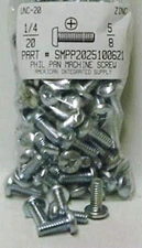 1/4-20x5/8 Pan Head Phillips Machine Screws Steel Zinc Plated (30)