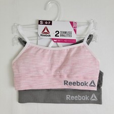Girls Bralettes Seamless Bras Removable Cups Reebok 2-Pack Size S 6-7 