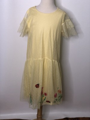 zara yellow embroidered dress