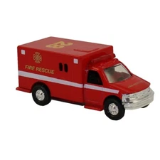 RI Novelty - Pull Back Die-Cast Metal Vehicle - FIRE RESCUE AMBULANCE (Red)(5 in