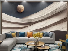 3D Relief Moon Self-adhesive Removeable Wallpaper Wall Mural