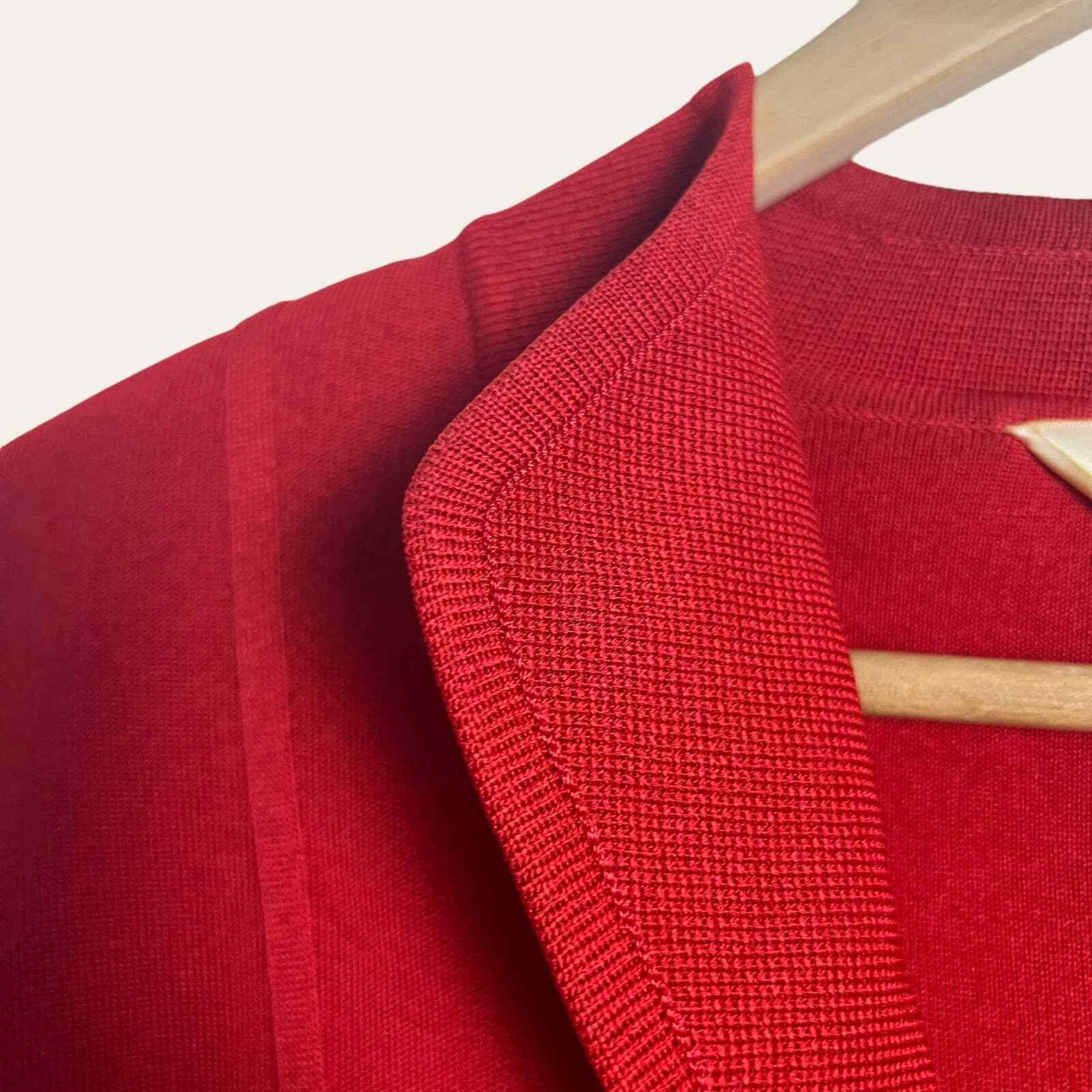 Exclusively Misook Solid Red Knit Button Front Sw… - image 2