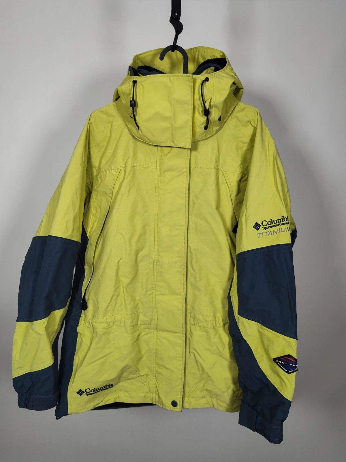 Columbia Titanium Omni-Tech Interchange Snow Hooded Jacket Womens Large Yellow