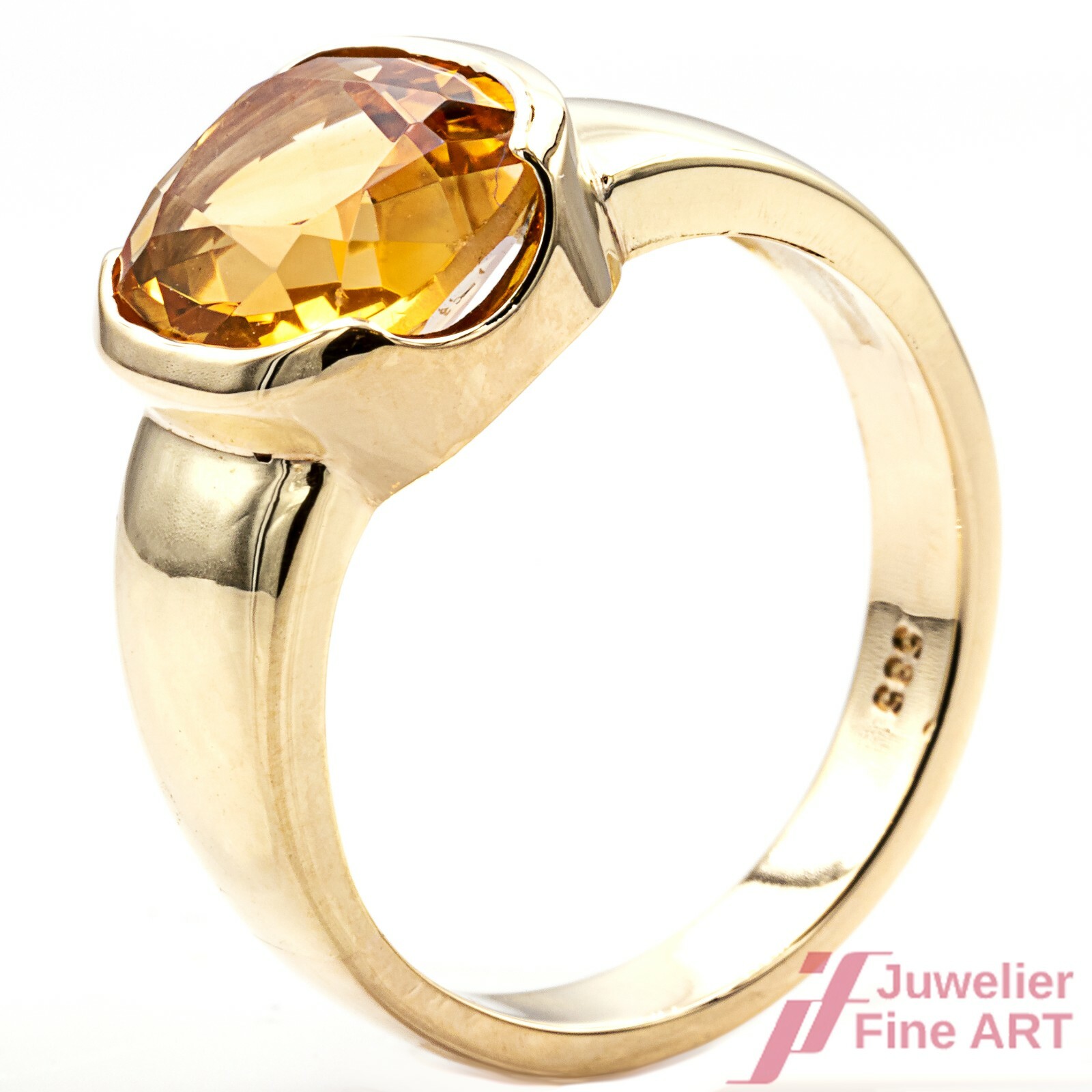 585 Yellow Gold Ring Featuring Citrine Gemstone-image