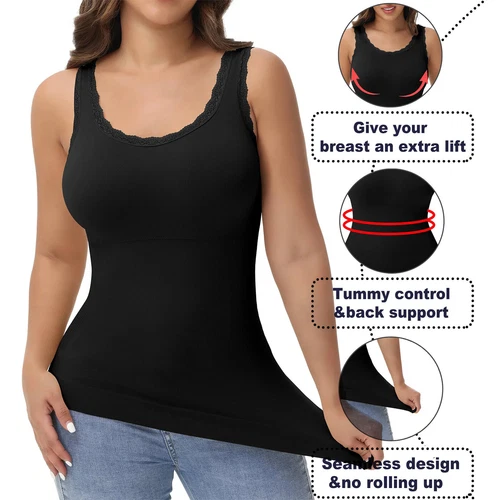 Damen Shaping Top Shapewear Bauchweg Body Shaper U-Ausschnitt Tank Trägershirt - Bild 1 von 17