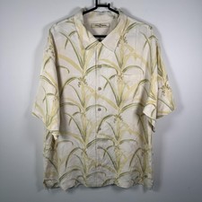 Tommy Bahama Shirt Mens XL White 100 Silk Floral Camp Hawaiian Button Up