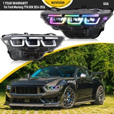 1Set RGB LED Headlights For Ford Mustang 7TH GEN 2024-2026 Head Lamp Sequential