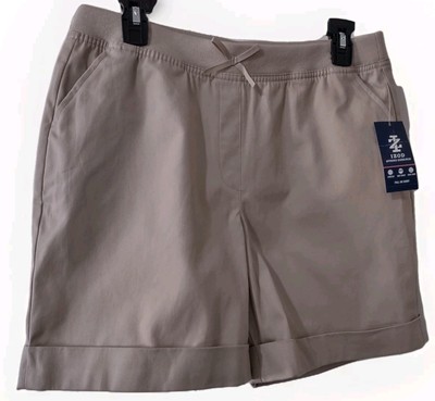 IZOD Shorts Approved Schoolwear Missy 18.5 Plus Size Flex Khaki Stretch Pull On.