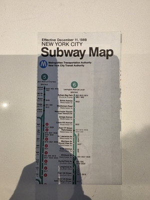 #ad Vintage New York City Transit Subway Maps: 1988 NYCT MTA $20.00