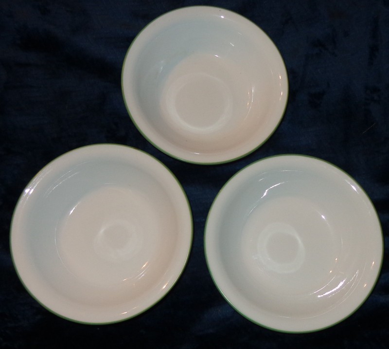 3 Corelle Corning GREEN BAND COUPE RIM Cereal Soup Bowls SUMMER BLUSH? MEADOW?