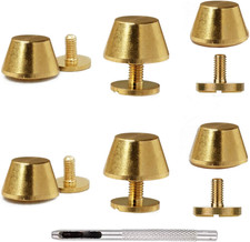 6Pcs Handbag Purse Feet, round Metal Brass Studs Screw-Back Feet for Purses,Tote