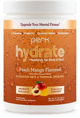 Perk Hydrate Electrolyte Drink Mix Powder Peach Mango Flavored (30 Servings)