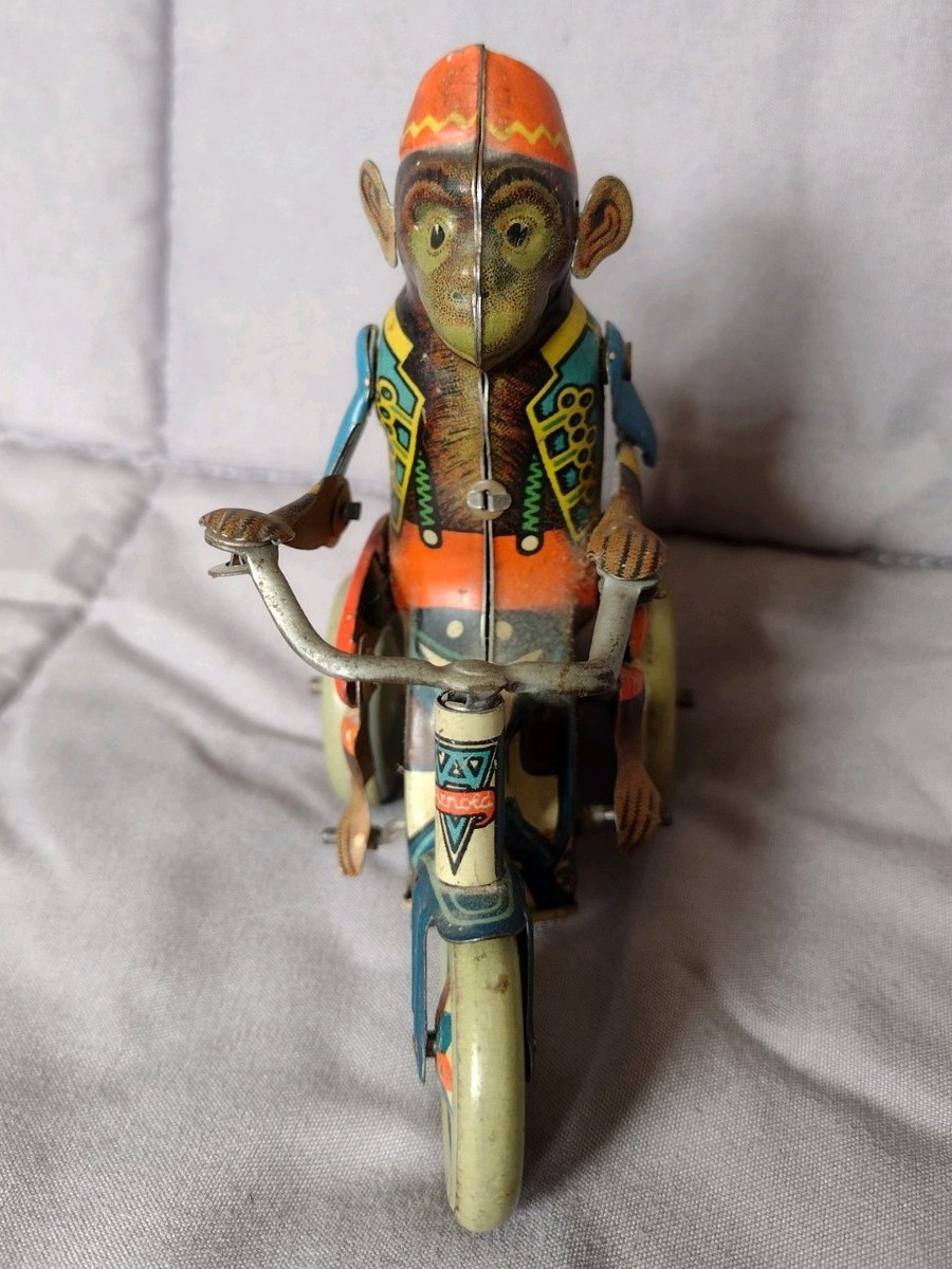 40s'50s'ビンテージトイリング三猿ピエロパイレーツおもちゃバイカーtoys Vintage Monkey Arnold On Tricycle GERMANY Wind Up Metal Tin Toy No