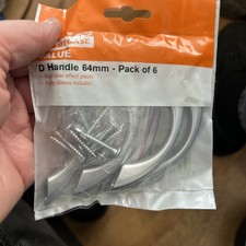 6 Cuboard Door Handles Set Matt Silver Hard Plastic Door Handles with Screws