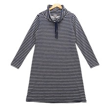 T by Talbots Striped Cowl Neck Dress Women M French Terry Long Sleeve