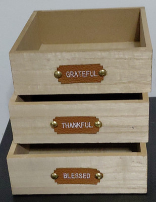 Boxes 6 x 6  x 2'' set of 3 ''Blessed'' ''Thankful'' ''Grateful''