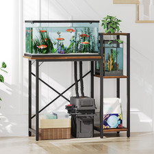 5-10 Gallon Fish Tank Stand with 3-Tier Storage Shelf, Rustic Brown
