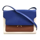 Auth MARNI Shoulder Bag Blue/Brown/Off White Leather/Goldtone - h32301