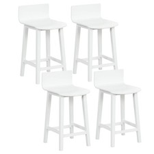 24.5" Wood Bar Stools Set of 4 with Solid Back  Seat Mid Century Bar Chairs