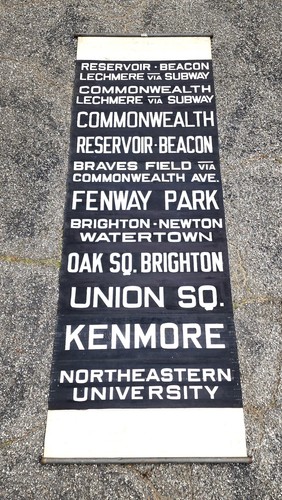 1930's MTA MBTA MASSACHUSETTS TROLLEY ROLL SIGN FENWAY PARK BOSTON RED SOX MLB