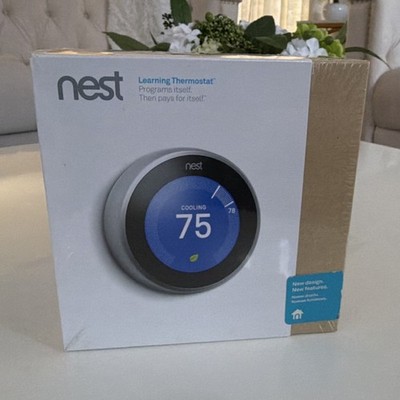 Nest Learning Thermostat T3007ES Wi-Fi Programmable Smart App Control Silver/Bl 