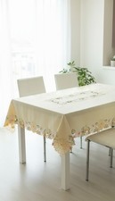 Colorful Floral Embroidered Tablecloth by Decorating Touch 58'' x 86''