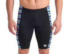 Arena Men's Racing Stripe Swim Jammer, US Size 40, Black/Multicolor