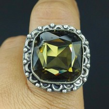 Natural Smoky Quartz Gemstone 925 Sterling Silver Handmade Ring Size-9.5 US