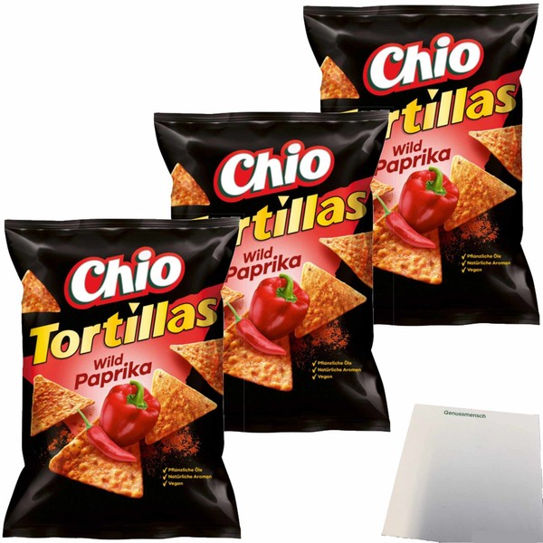 Chio Tortillas Chips Wild Paprika 3Er Pack 3X110G Packung Usy Block-image
