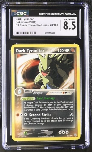 CGC 8.5 NM/MINT+ Dark Tyranitar 2004 EX Team Rocket Returns 20/109 Pokemon Card