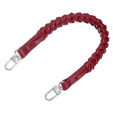 Braided Purse Strap, 1Pc 44.7cm/17.6" Deep Red PU Leather with Silver Buckles
