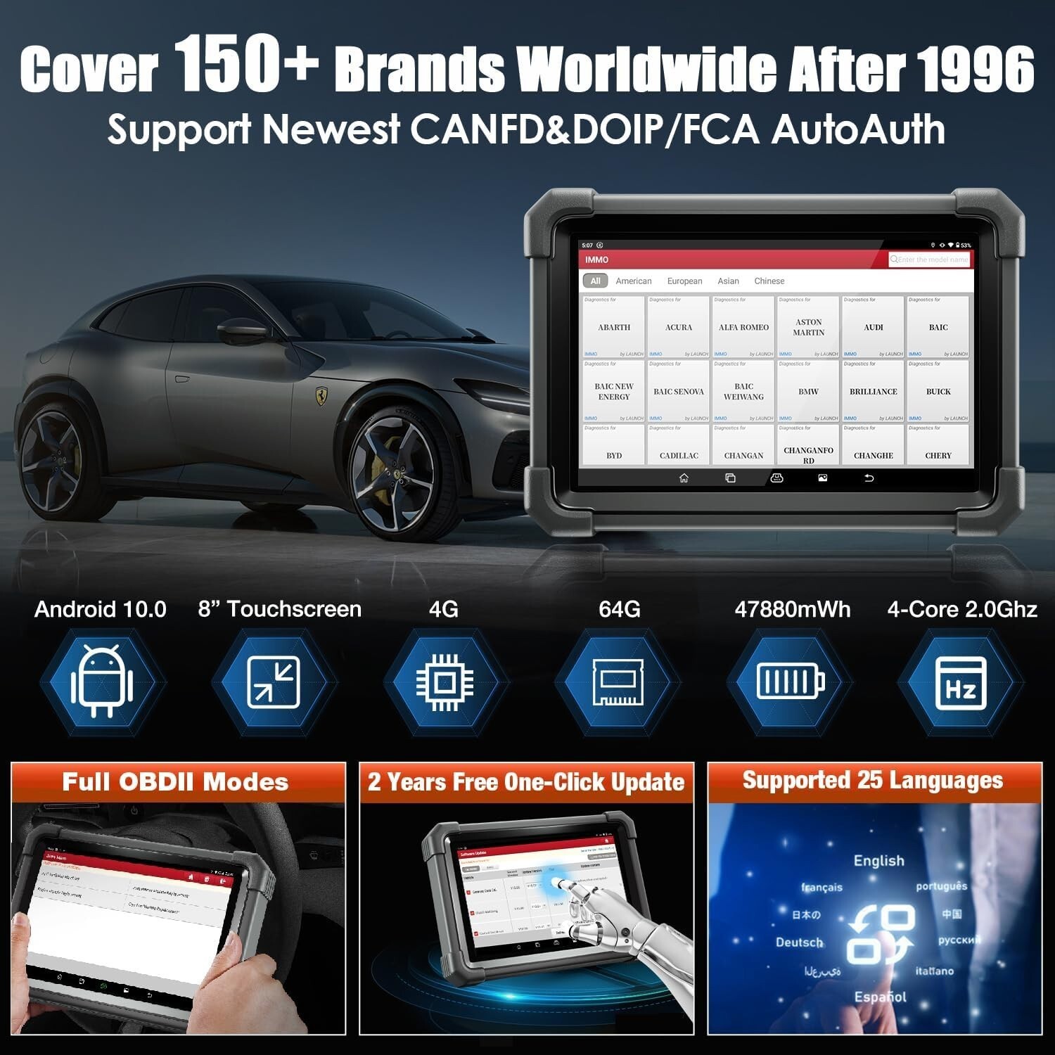 2025 LAUNCH X431 IMMO Plus PAD VII+ Car Diagnostic Scanner Key Programming Tool