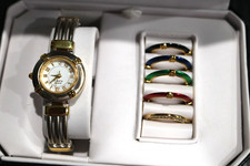 Anne Klein II Watch Changeable Bezels BS-12 Gold Tone Ladies