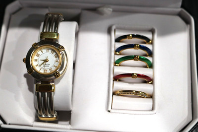 Anne Klein II Watch Changeable Bezels BS-12 Gold Tone Ladies