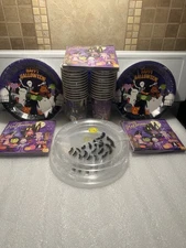 Halloween Bundle Pack Napkins, Plates, Bat Glow Dark Clear Plates