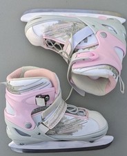DBX Pink White Adjustable Ice Skates Girls Size 1-4 Super Sharp Blades