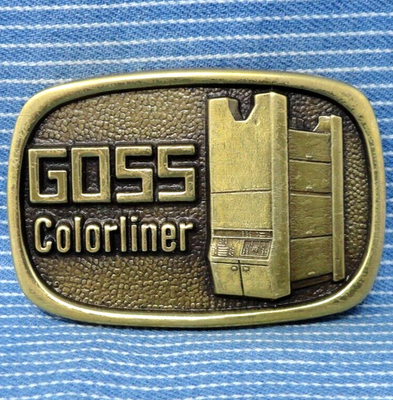 #ad GOSS Colorliner Promo Belt Buckle Printing Lithography Vintage 80s Baker .PCB780 $25.99