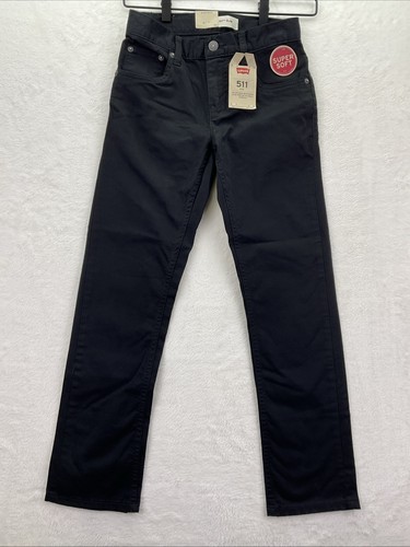 Levi's 511 Slim Fit Stretch White Tag Boys Black Jeans 10 REG 25x25 NWT - Picture 1 of 9